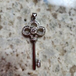 Crystal-Embellished Key Pendant